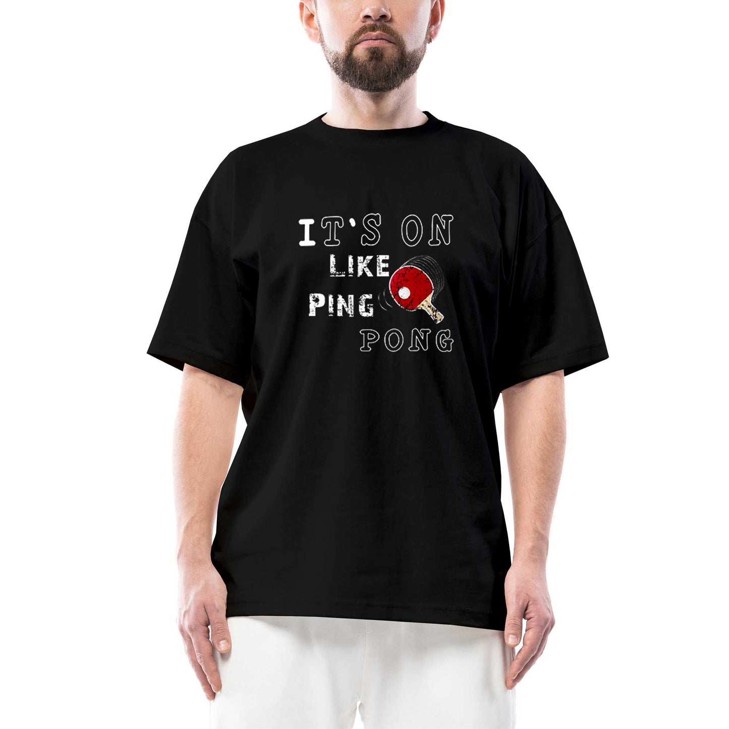 Ping Pong Top Fun Oversize Siyah Tişört