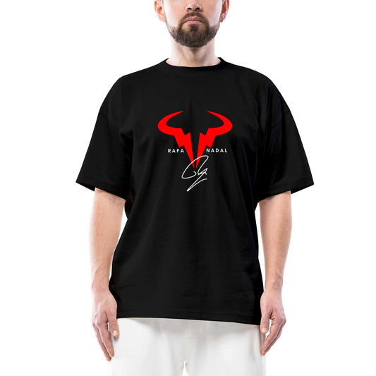 Rafael Nadal Logo Oversize Siyah Tişört