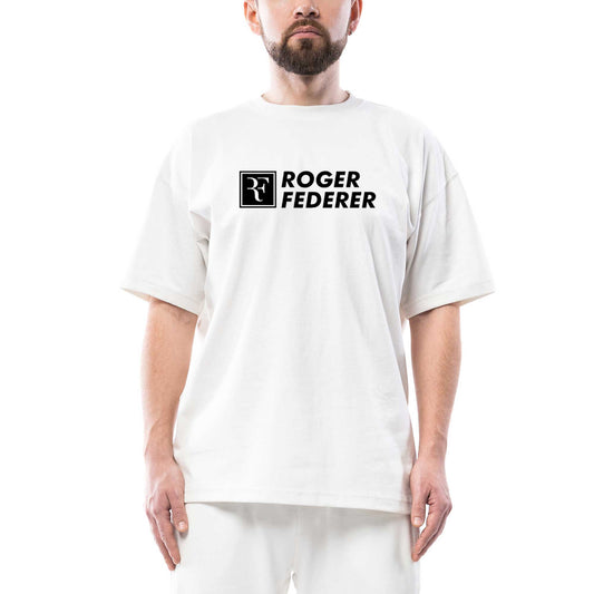 Roger Federer Text Oversize Beyaz Tişört