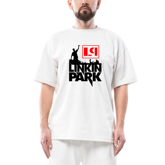 Linkin Park Afiş Oversize Beyaz Tişört