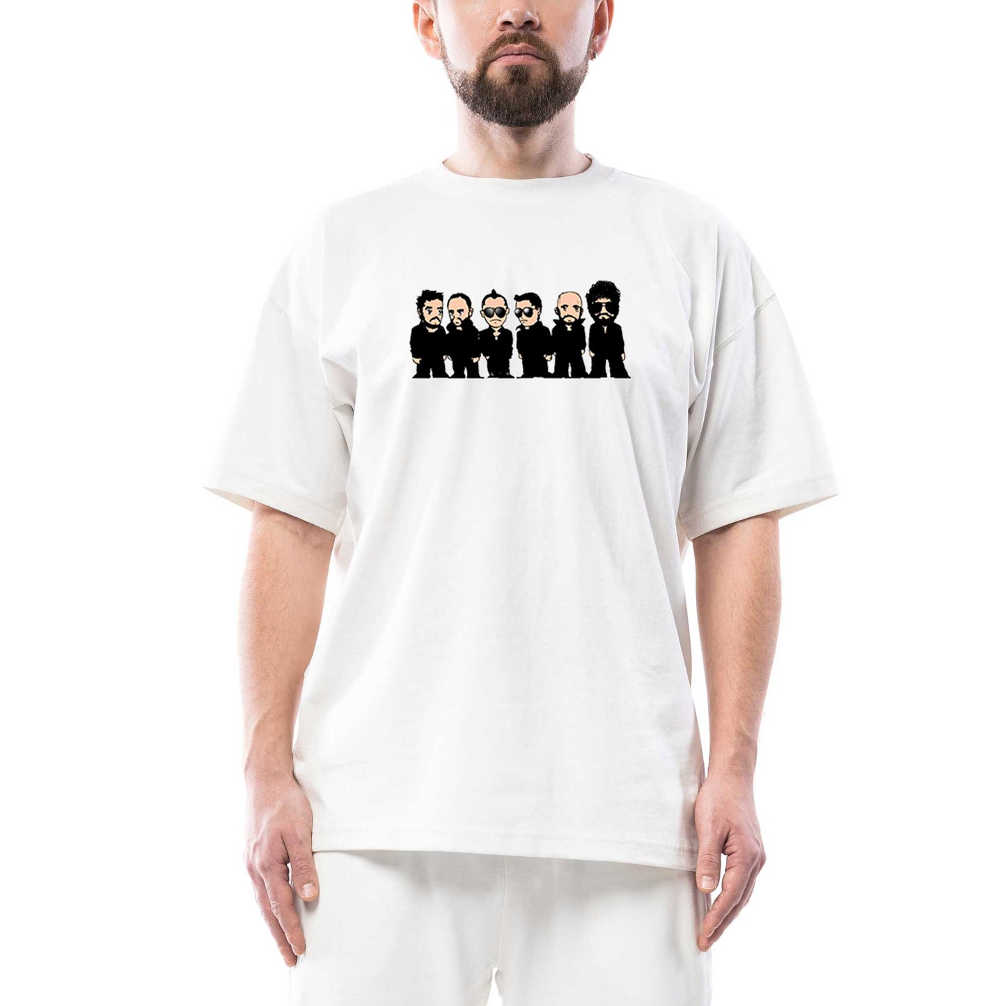 Linkin Park Minutes Cartoon Oversize Beyaz Tişört