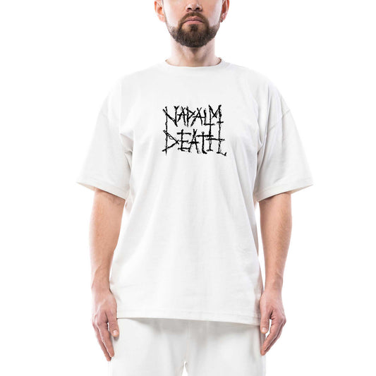 Napalm Death Logo Symboll Oversize Beyaz Tişört