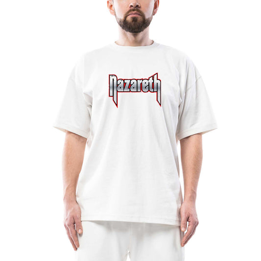 Nazareth Logo Red Oversize Beyaz Tişört