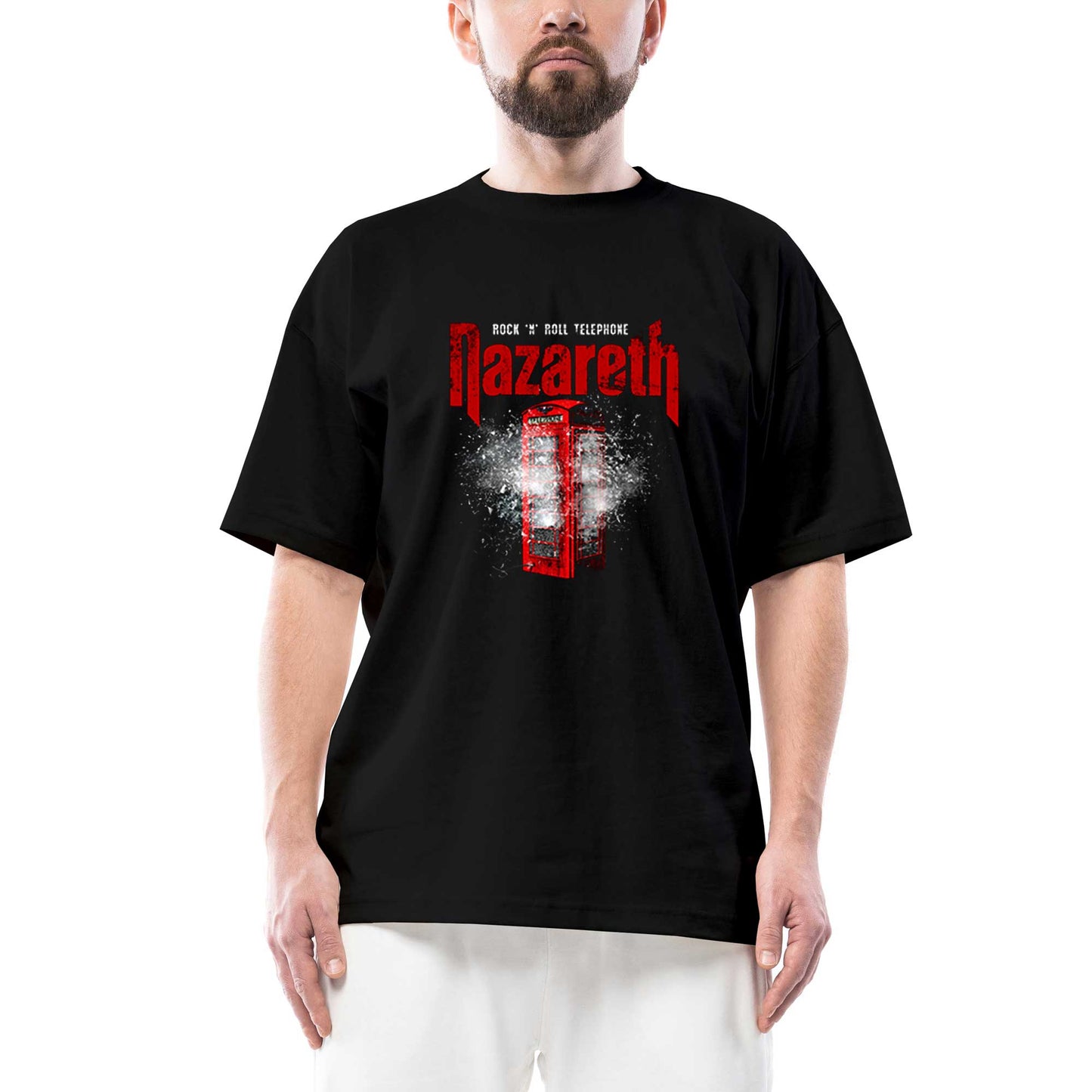Nazareth Rock 'N' Roll Telephone Oversize Siyah Tişört