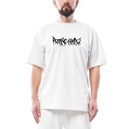 Rotting Christ Yazı Logo Oversize Beyaz Tişört
