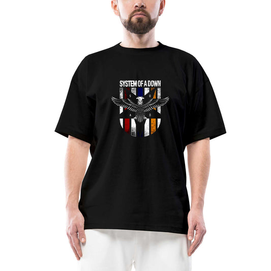 System of a Down Eagle Colors Oversize Siyah Tişört