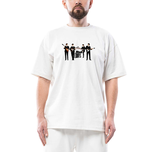 The Beatles Vintage Line Up Oversize Beyaz Tişört