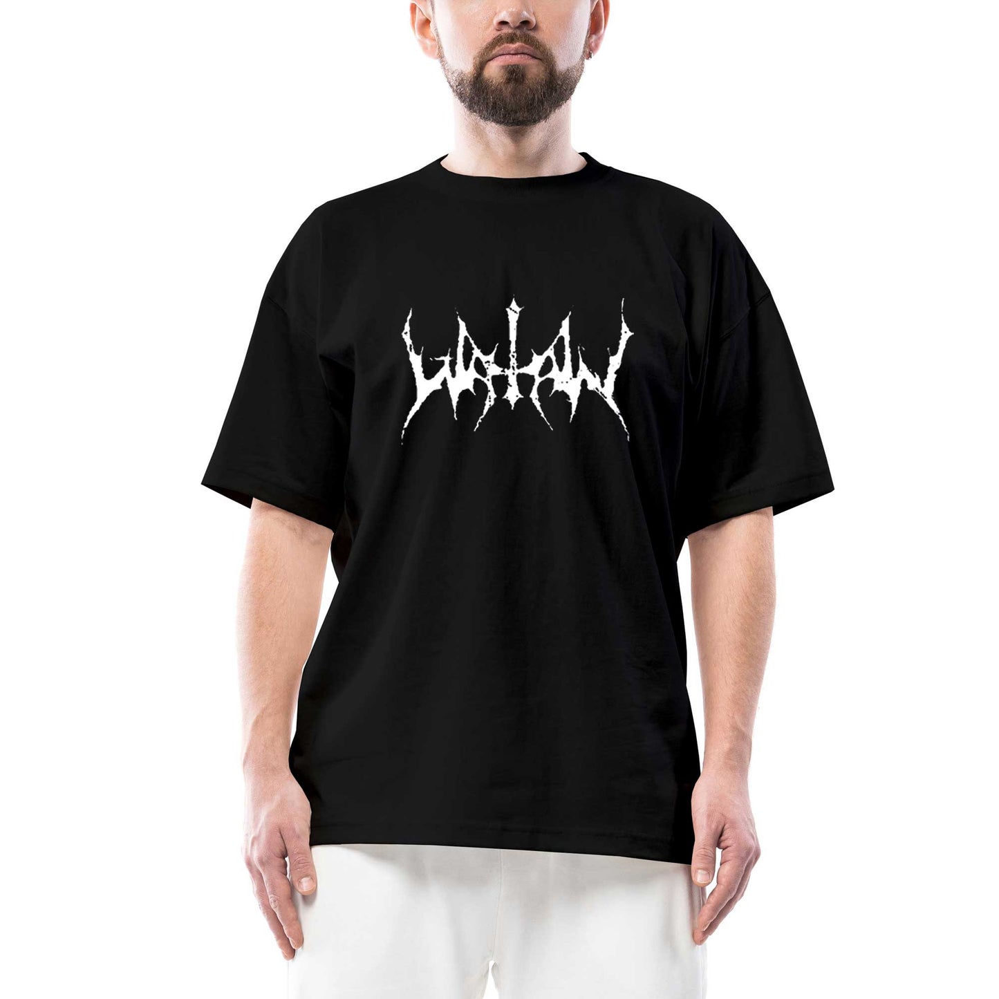 Watain Logo Yazı Oversize Siyah Tişört