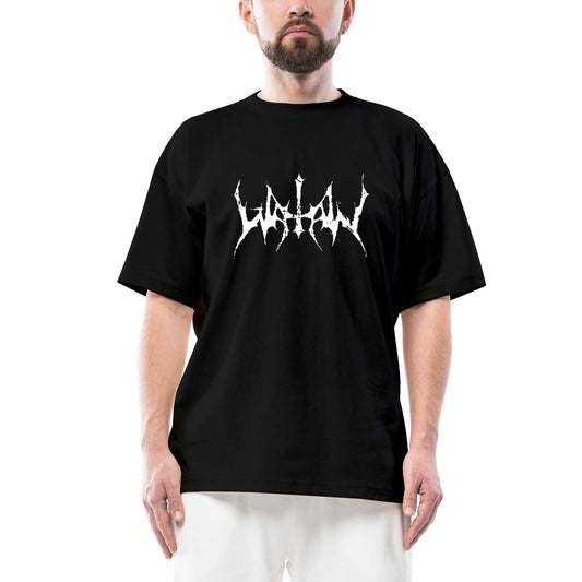 Watain Logo Yazı Oversize Siyah Tişört