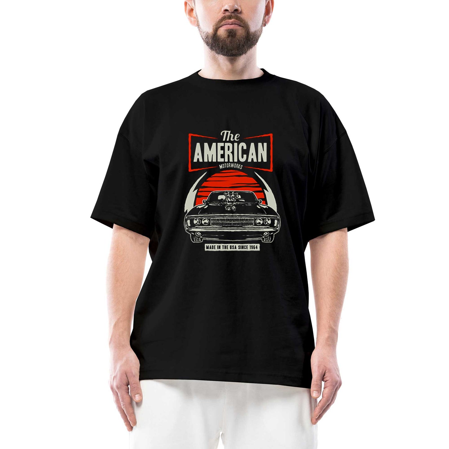 Amerikan Muscle Car Oversize Siyah Tişört