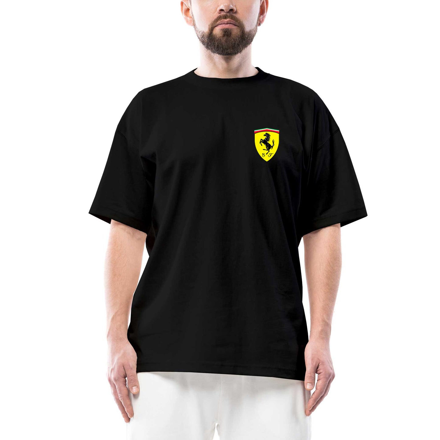 Ferrari Logo Oversize Siyah Tişört