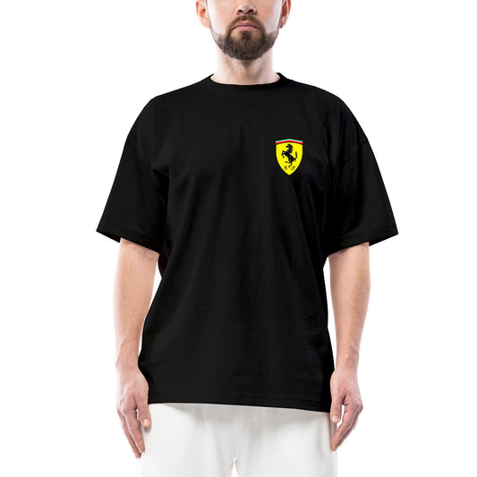 Ferrari Logo Oversize Siyah Tişört