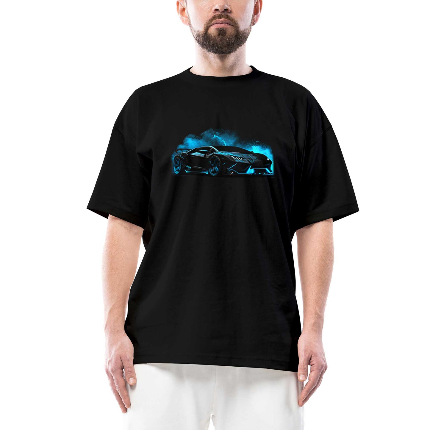 Lamborghini Black Neon Oversize Siyah Tişört