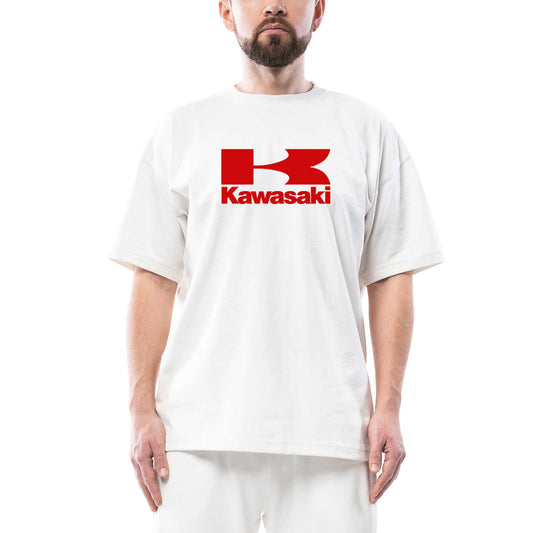 Kawasaki Red Logo Oversize Beyaz Tişört