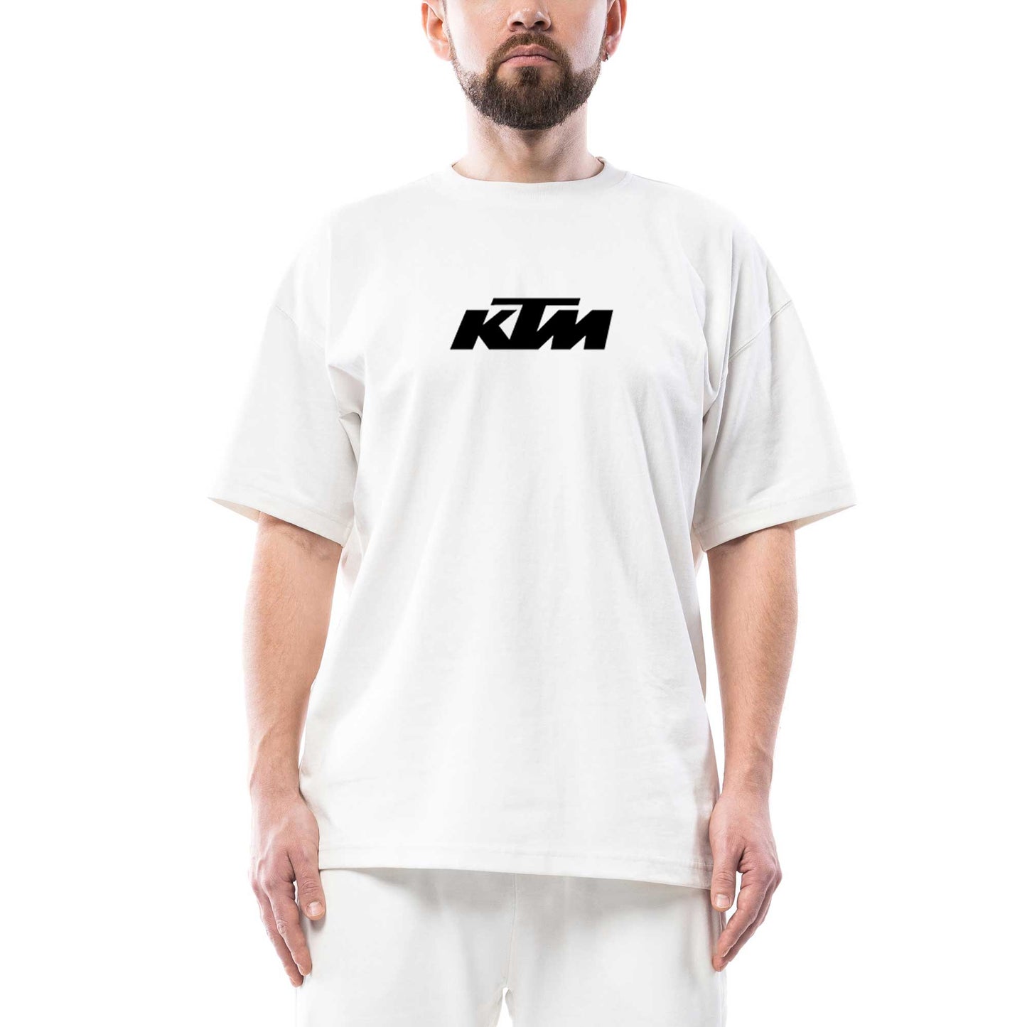 KTM Motorcycle Black Logo Oversize Beyaz Tişört