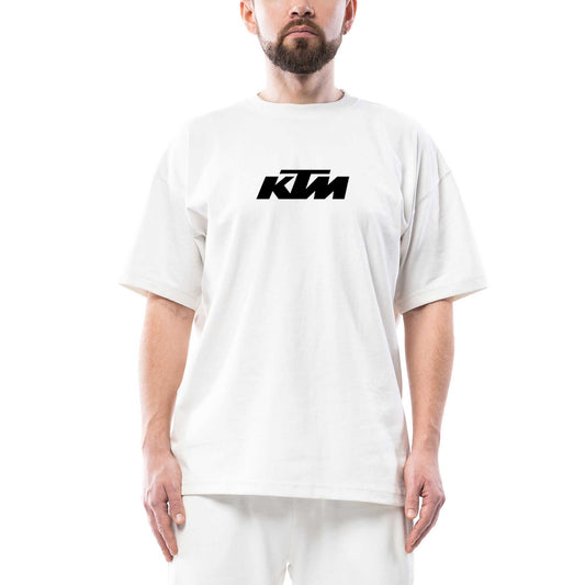 KTM Motorcycle Black Logo Oversize Beyaz Tişört