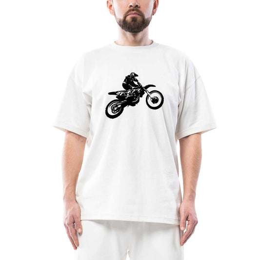 Motokros Endurocross Oversize Beyaz Tişört