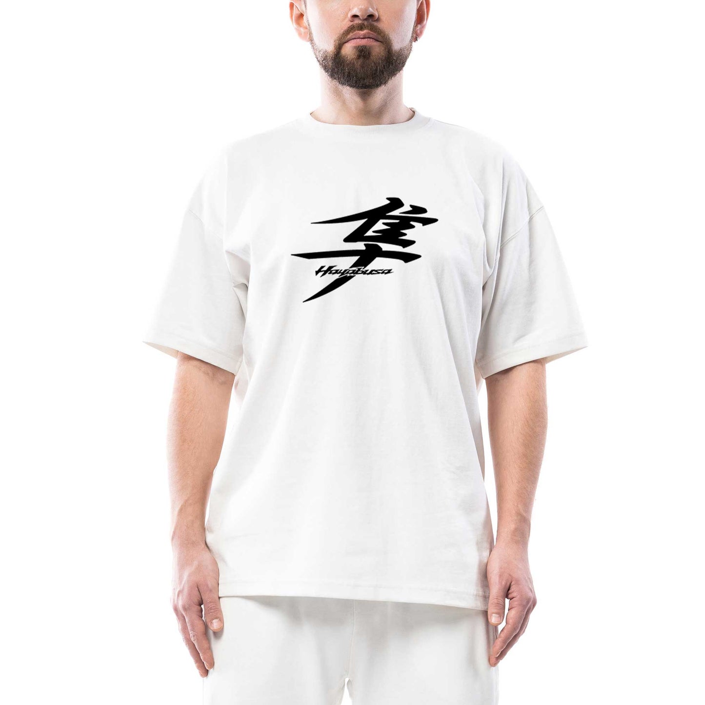 Hayabusa Logo Text Oversize Beyaz Tişört