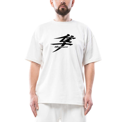 Hayabusa Logo Text Oversize Beyaz Tişört