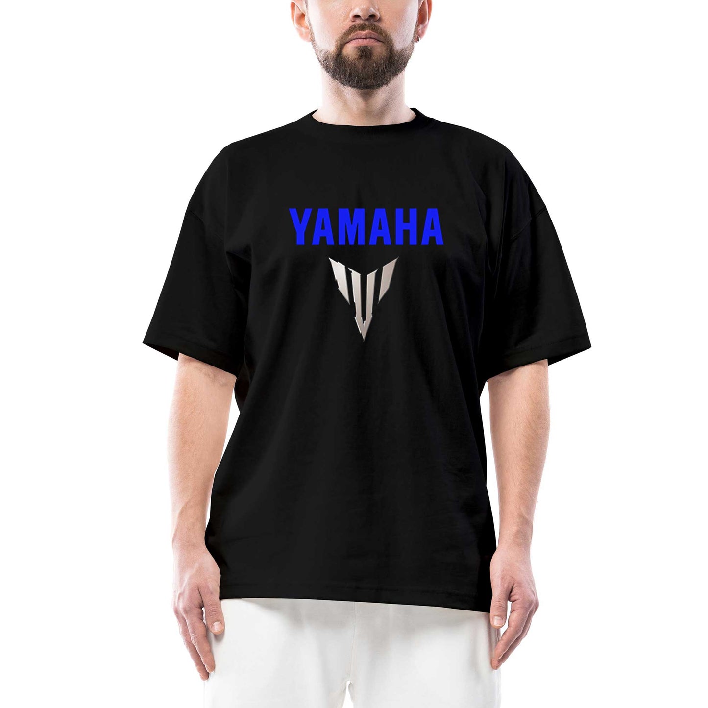 Yamaha MT07 Logo Blue Oversize Siyah Tişört