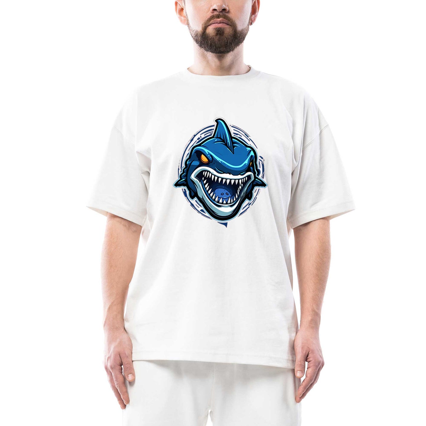 Blue Shark Oversize Beyaz Tişört