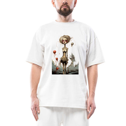 Cartoonish Outer Unhappiness Oversize Beyaz Tişört