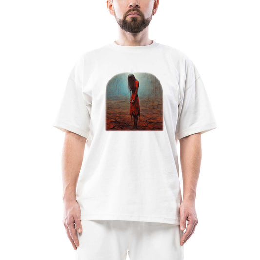 Depressed Girl Oversize Beyaz Tişört