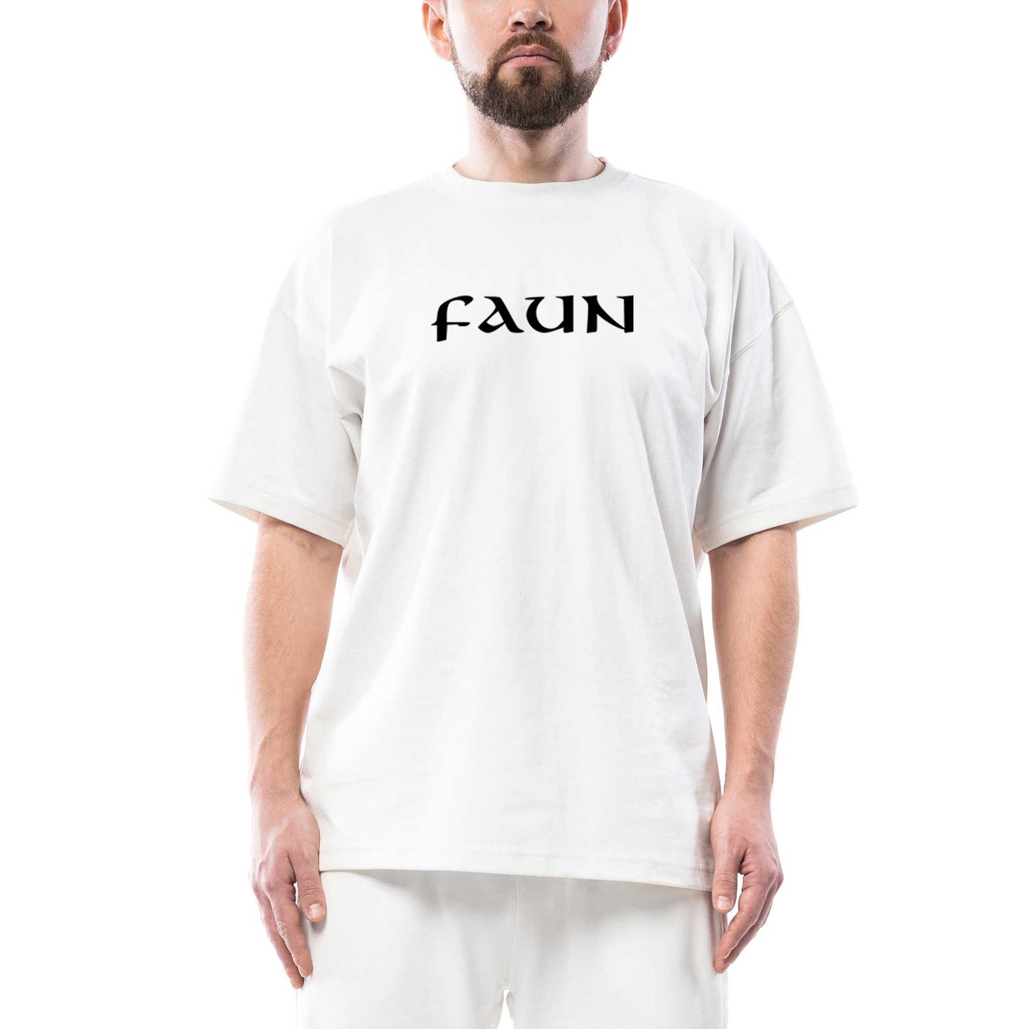 Faun Logo Oversize Beyaz Tişört