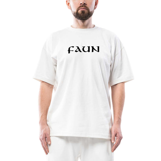 Faun Logo Oversize Beyaz Tişört