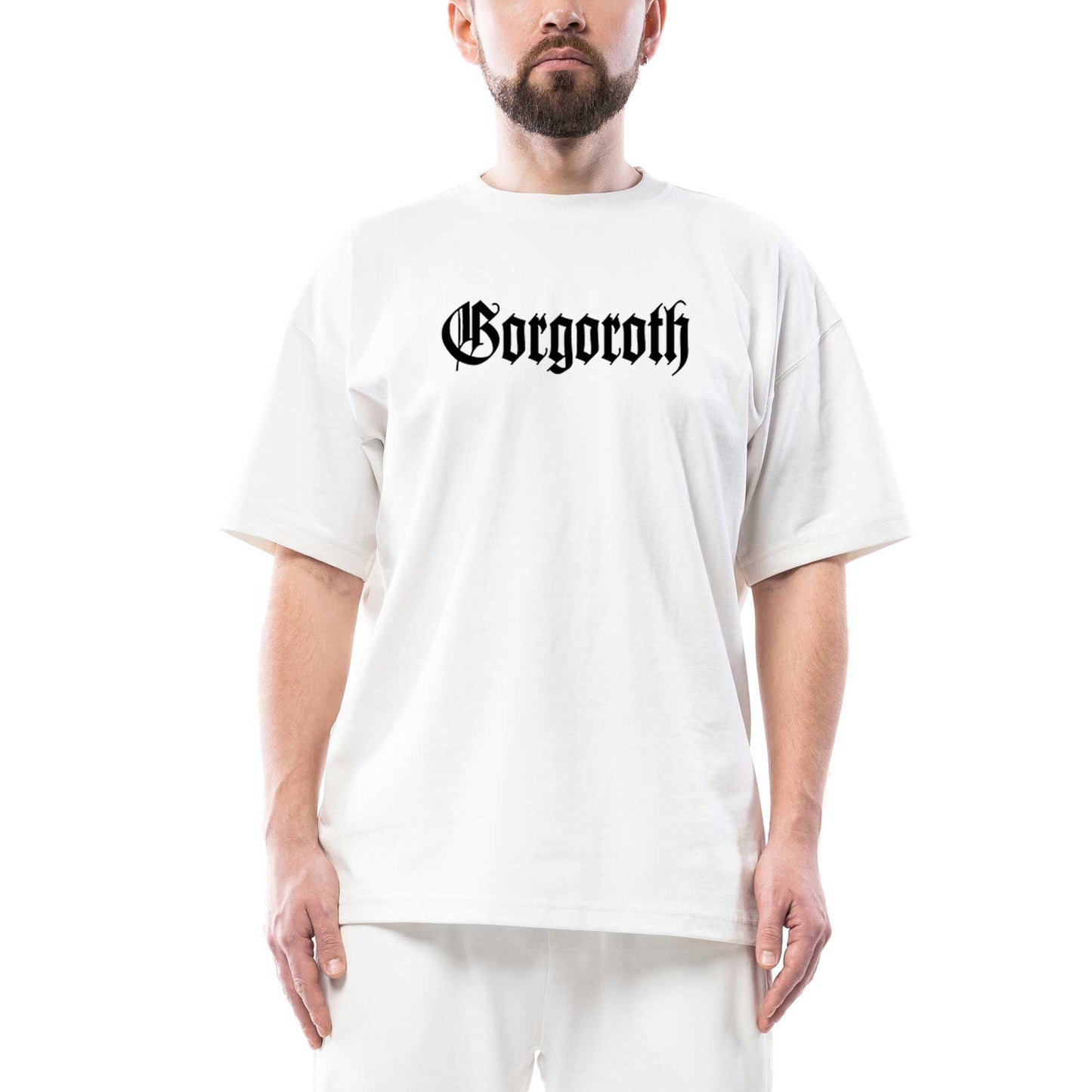 Gorgoroth Text Logo Oversize Beyaz Tişört