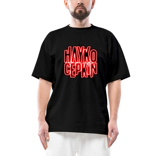 Hayko Cepkin Neon Oversize Siyah Tişört