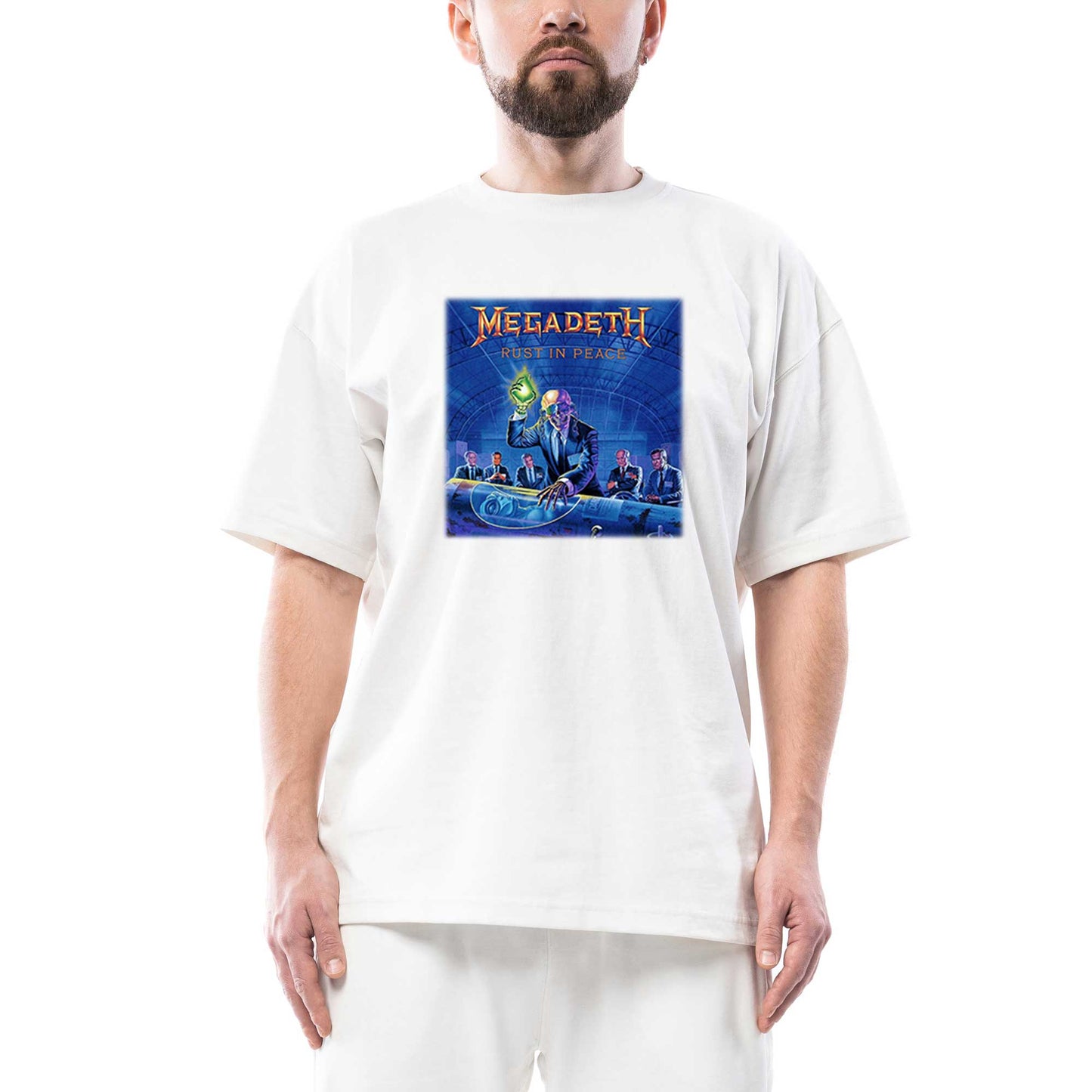 Megadeth Rust in Peace Oversize Beyaz Tişört