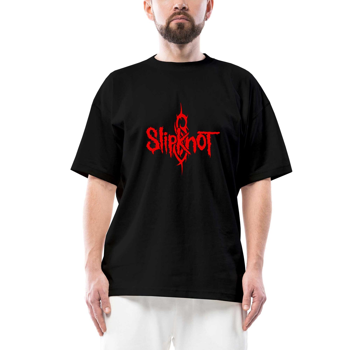 Slipknot Logo Red Oversize Siyah Tişört