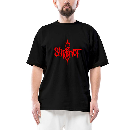 Slipknot Logo Red Oversize Siyah Tişört