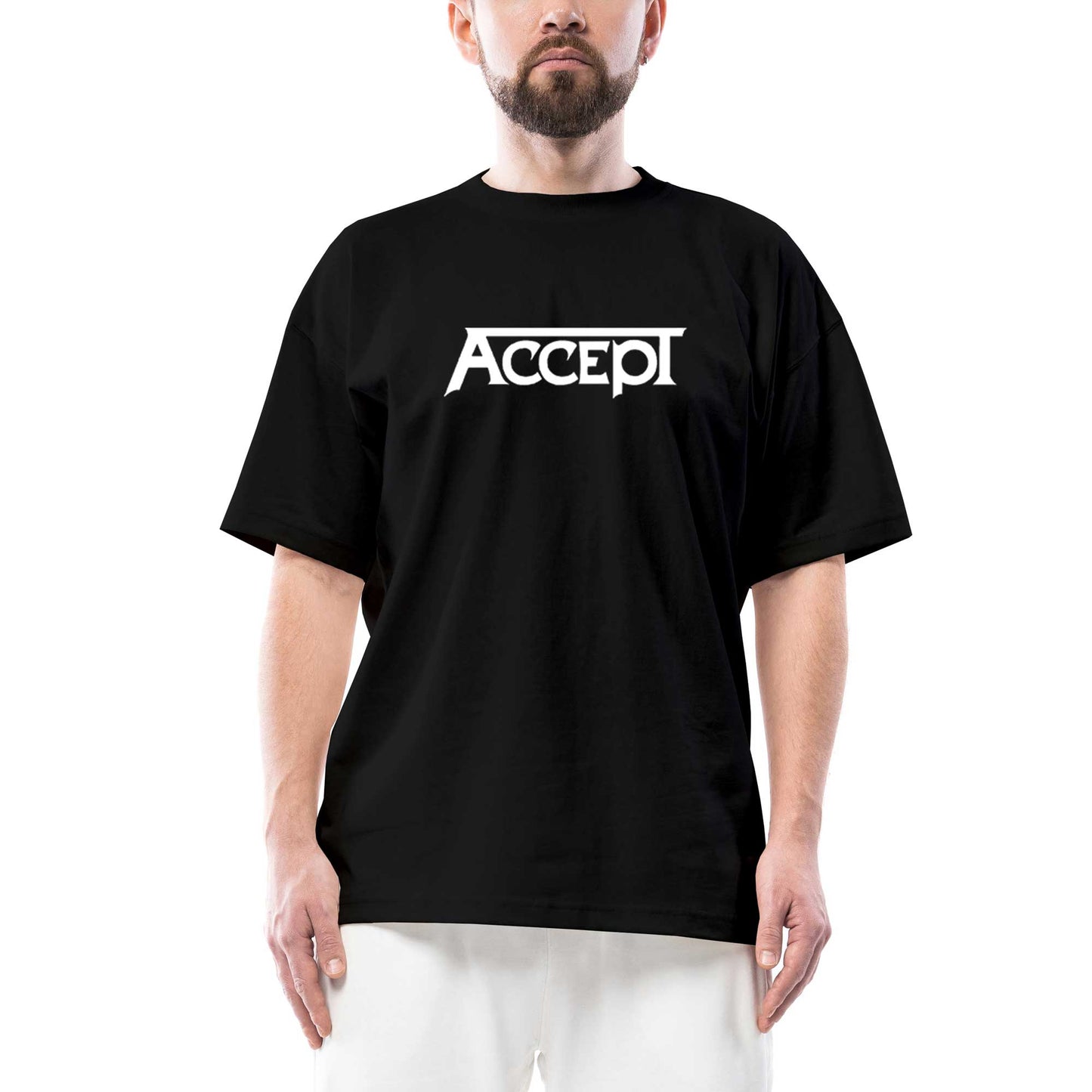 Accept Classic Logo Oversize Siyah Tişört