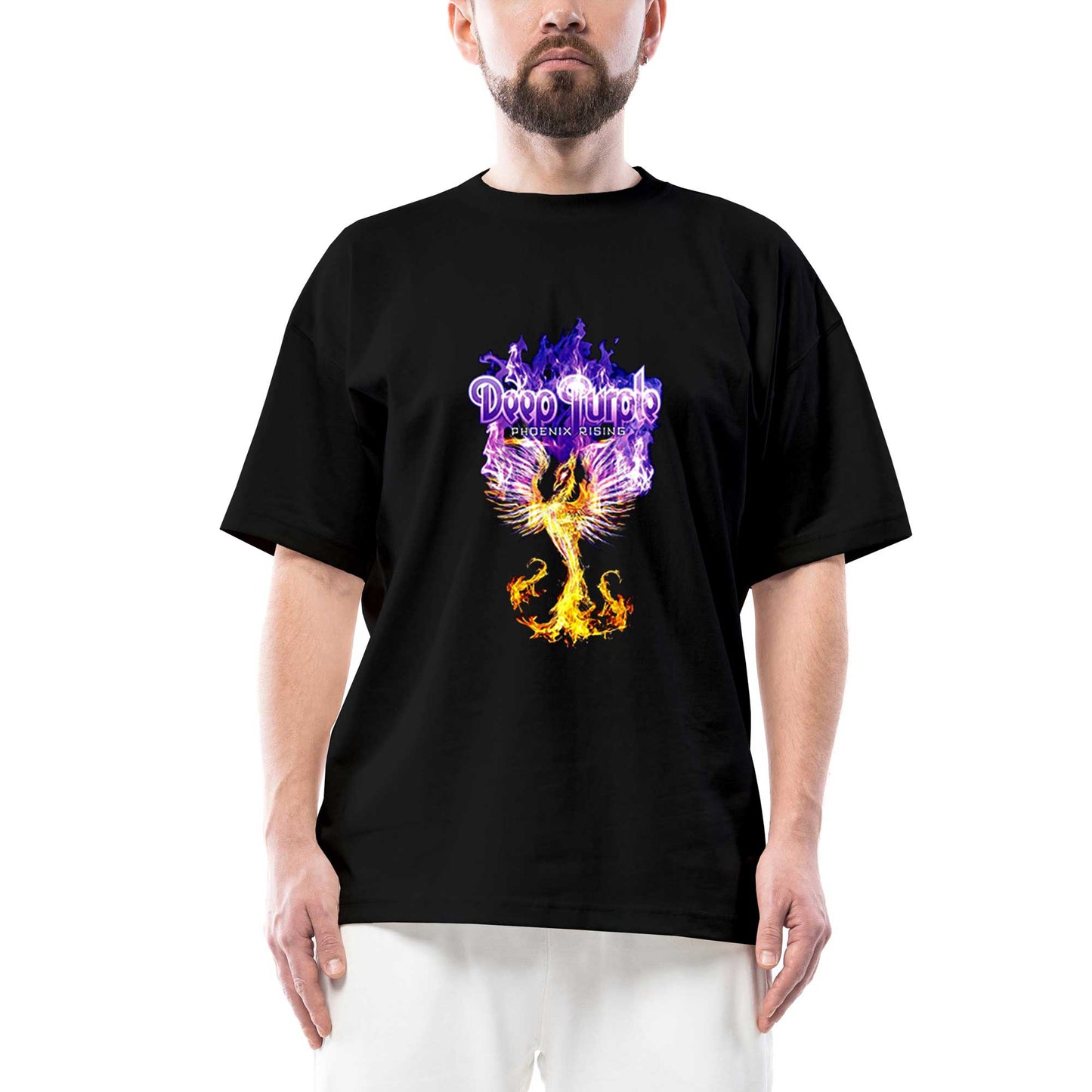 Deep purple Phoenix Rising Oversize Siyah Tişört