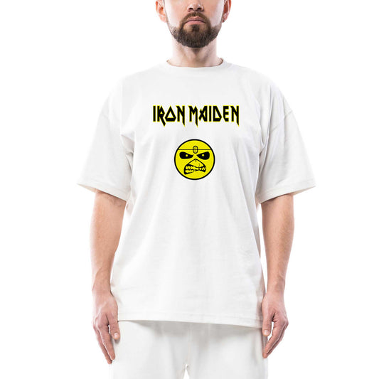 Iron Maiden Face Oversize Beyaz Tişört