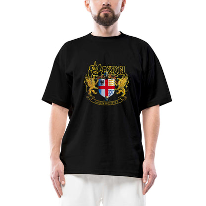Saxon Lionheart Oversize Siyah Tişört