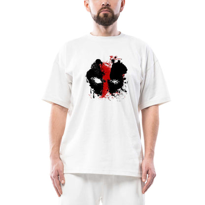 Deadpool Boyama Oversize Beyaz Tişört