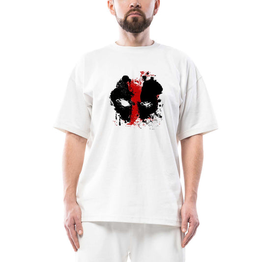Deadpool Boyama Oversize Beyaz Tişört
