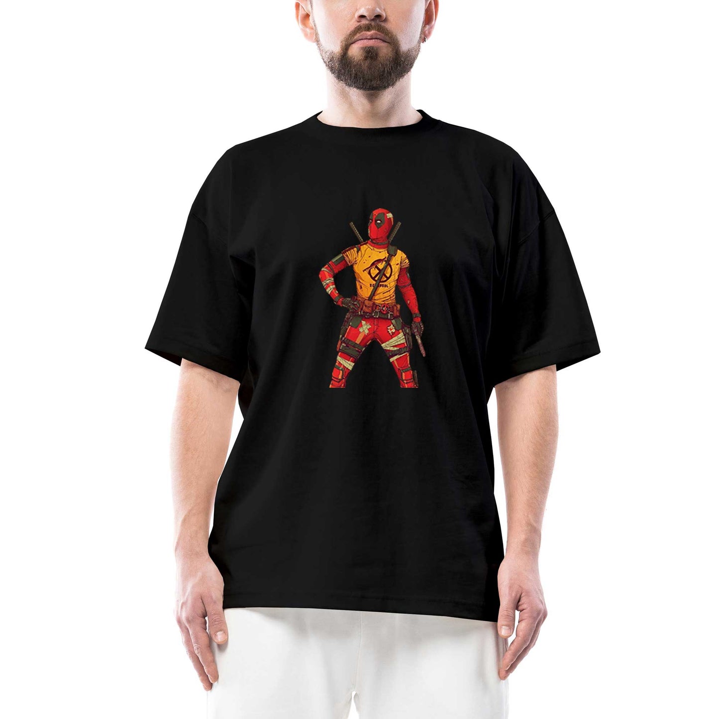 Deadpool X Men Logo Oversize Siyah Tişört