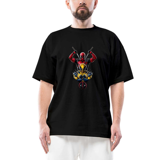 Deadpool Wolverine Warrios Oversize Siyah Tişört