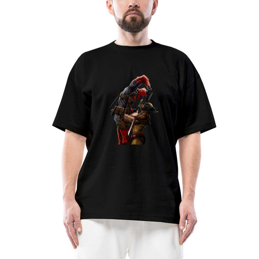 Deadpool Wolverine Oversize Siyah Tişört