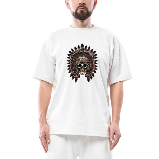 Kızıldereli Skull Apache Oversize Beyaz Tişört