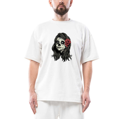 La Calavera Portre Oversize Beyaz Tişört