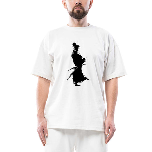 Samurai Musashi Portre Oversize Beyaz Tişört