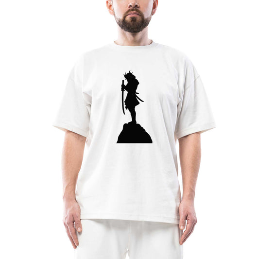 Samurai Portre Oversize Beyaz Tişört