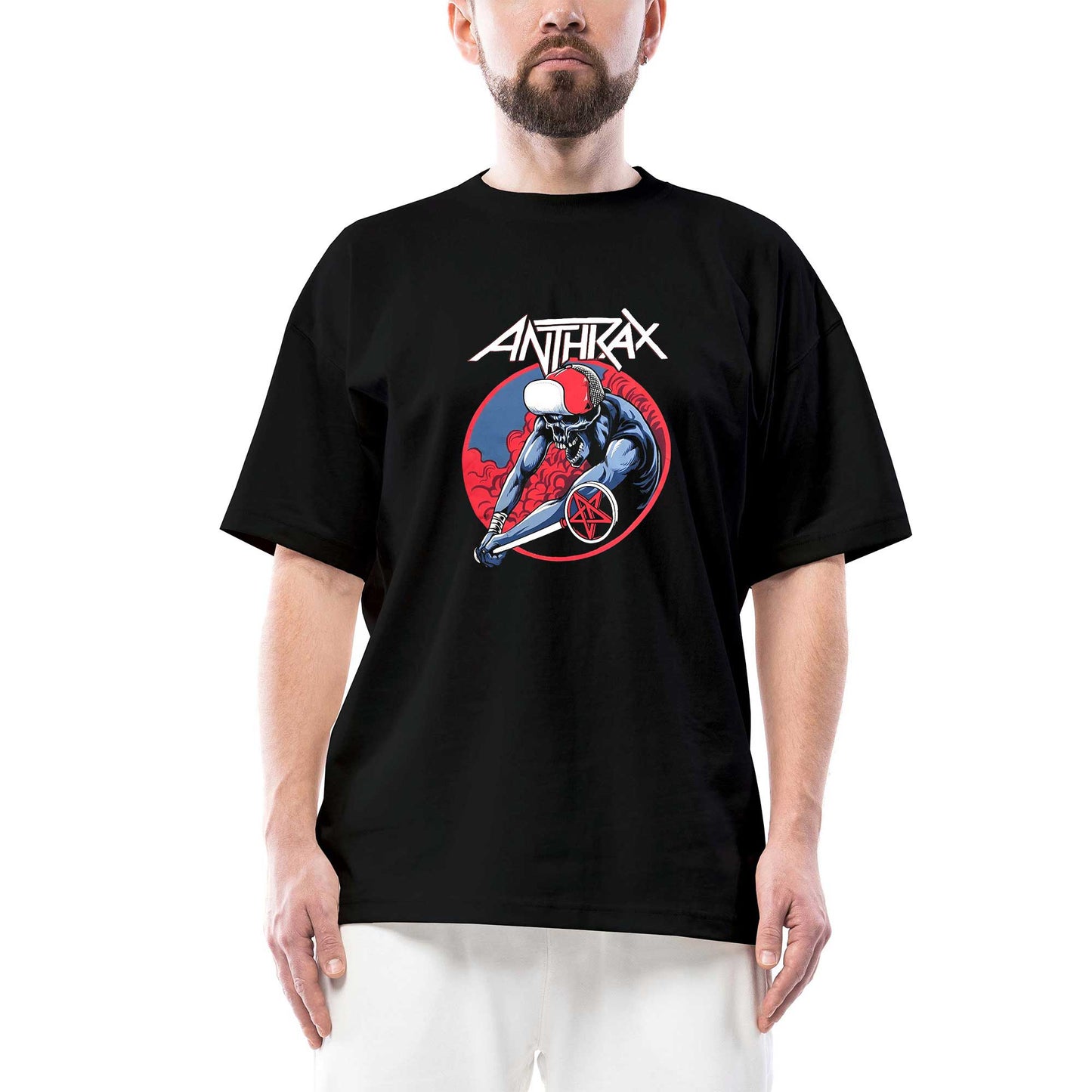 Anthrax Pentegram Oversize Siyah Tişört