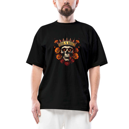 Guns N Roses Skull Bullet Oversize Siyah Tişört
