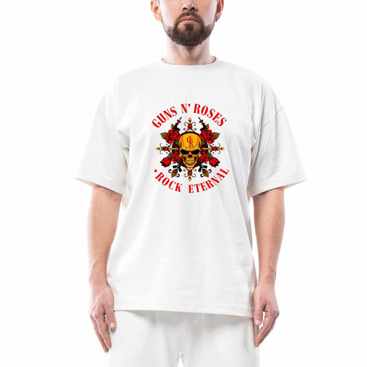 Guns N Roses Rock Eternal Oversize Beyaz Tişört